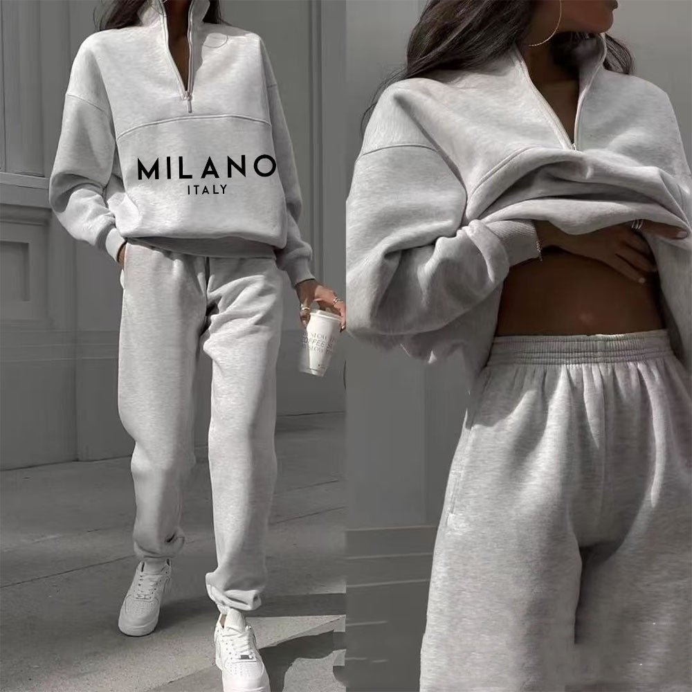 Unisex Street Style 2-Piece Cotton Jogger Set – Hoodie + Sweatpants