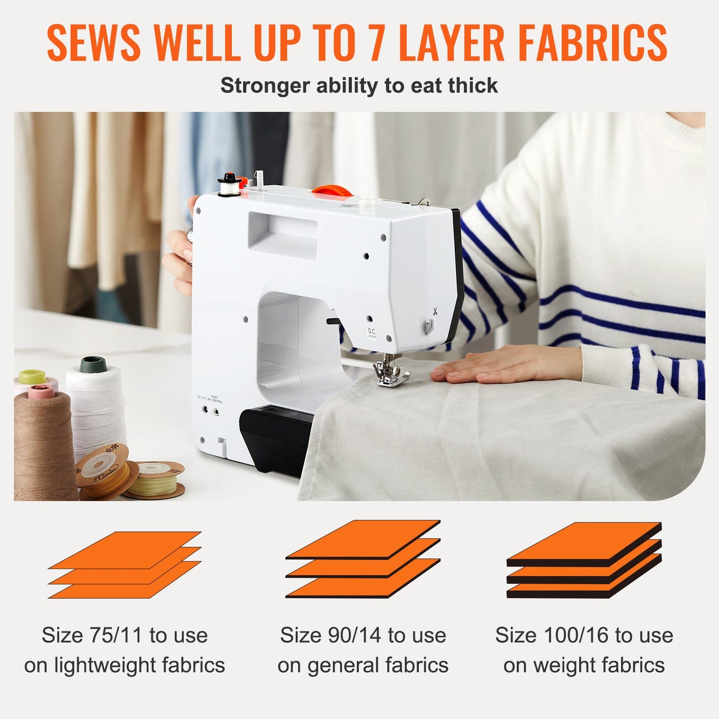 Portable Electric Sewing Machine with 38 Built-In Stitches, Extension Table & Foot Pedal