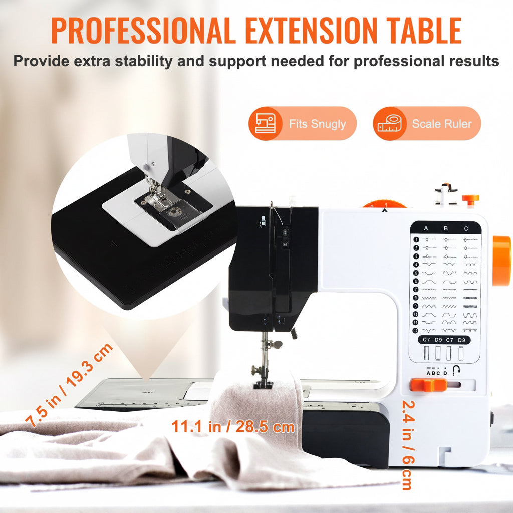 Portable Electric Sewing Machine with 38 Built-In Stitches, Extension Table & Foot Pedal