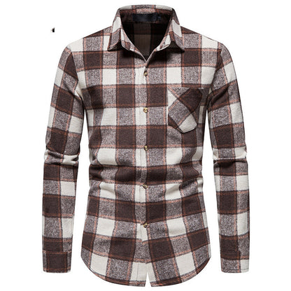 Thick Warm Woolen Cloth Flannel Casual Shirt Base Men&