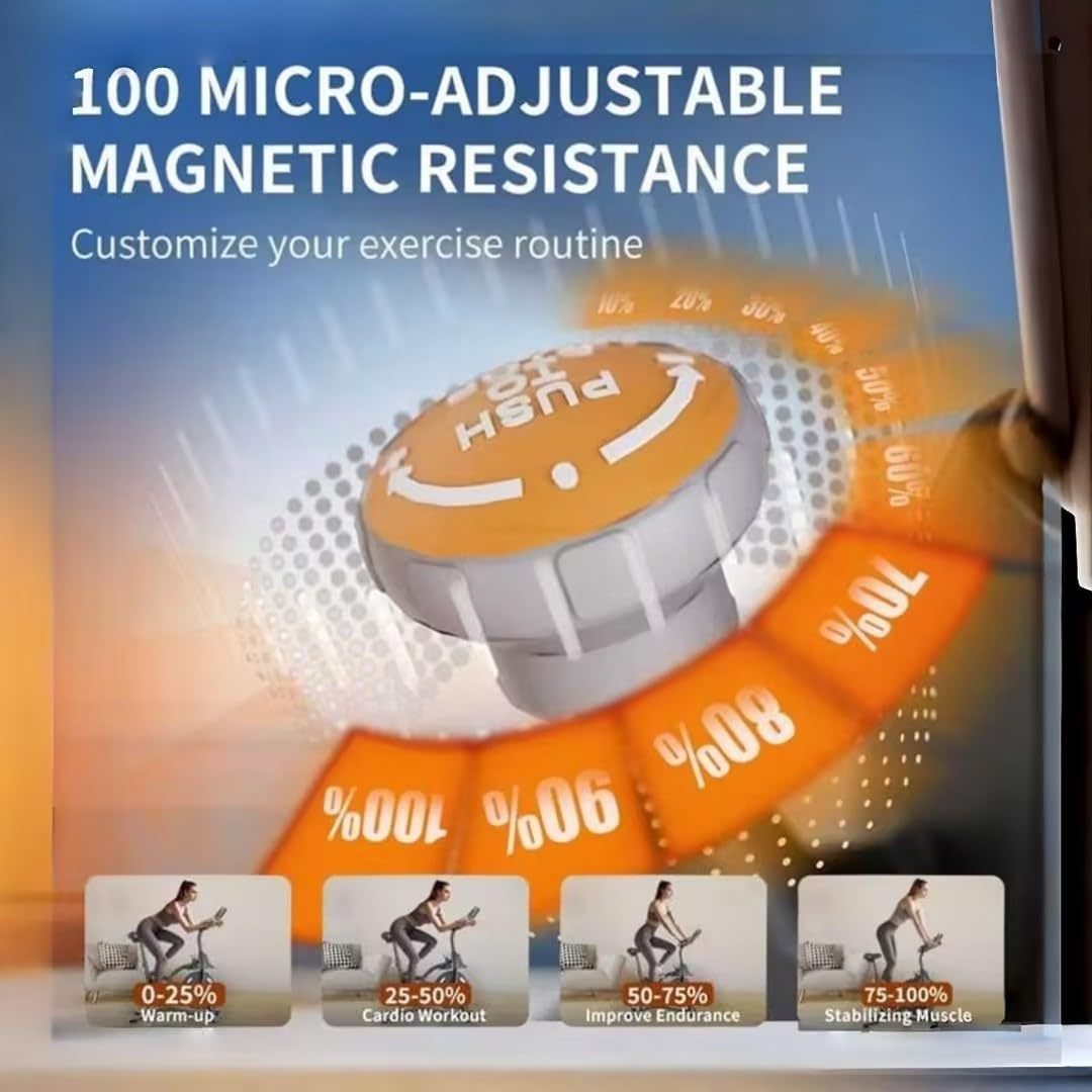 Indoor Spin Cycle Exercise Bike – Heart Rate Monitor, Adjustable Seat, LCD Display, Compact Home Fitness Bike