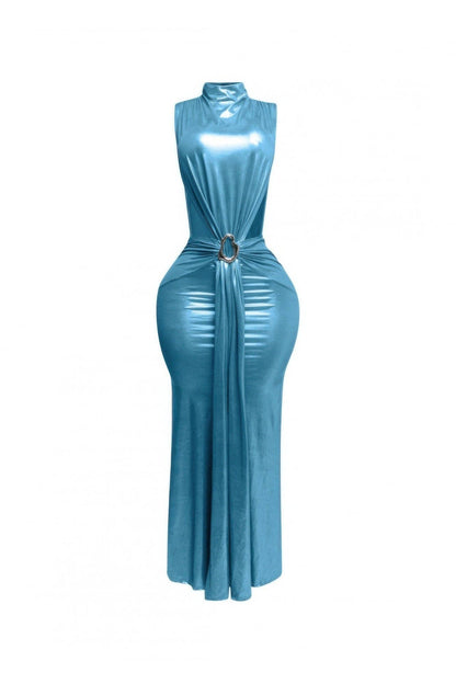 Mock Neck And Tied Waist Dress