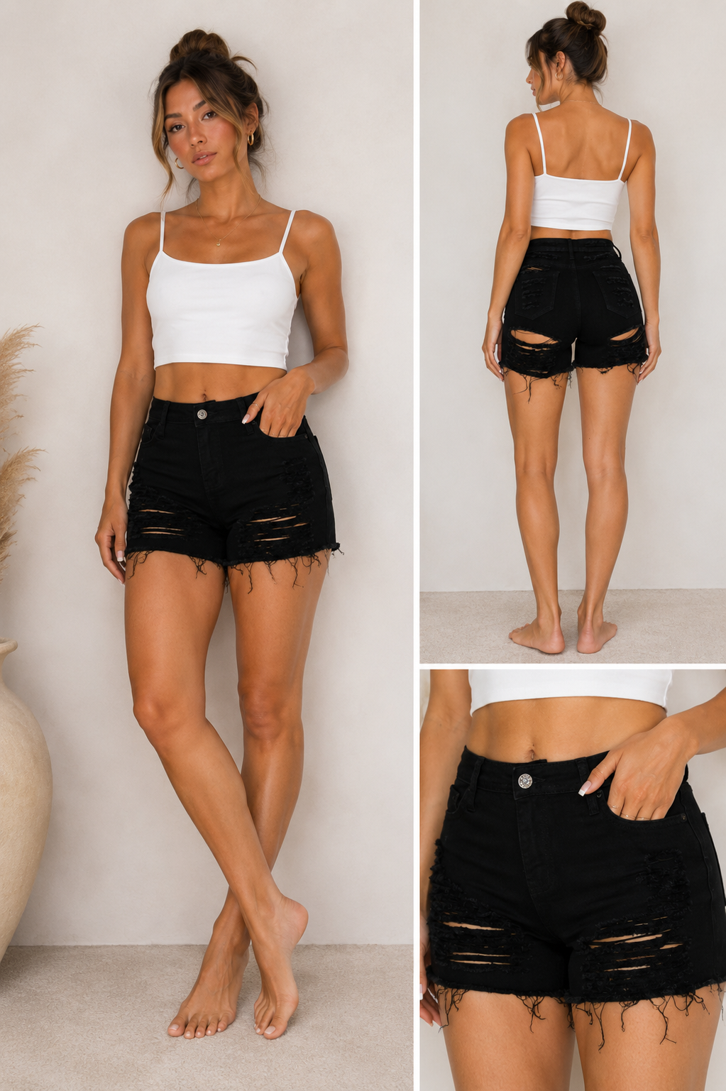 S-2102 2108 2109 HIGH WAISTED SUPER-STRETCH DENIM SHORTS