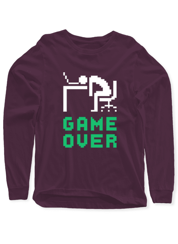 Game Over Long Sleeve Graphic T-Shirt – 100% Cotton, Soft & Comfortable