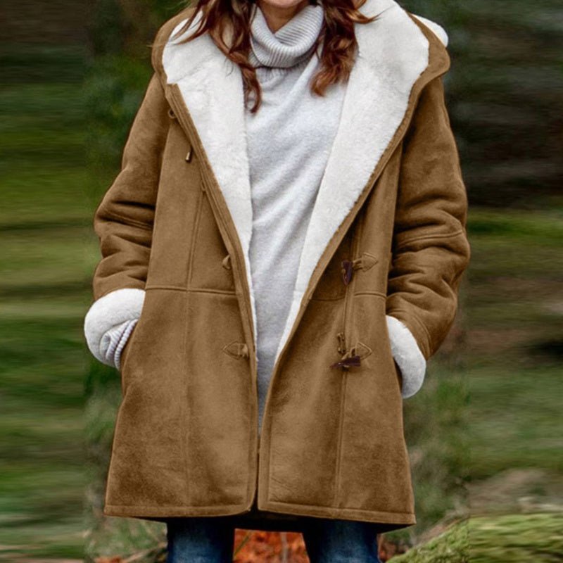Winter Jackets For Women Sherpa Lined Jacket Women Duffle Toggle Coat Hooded Fleece Jacket - JonaStore